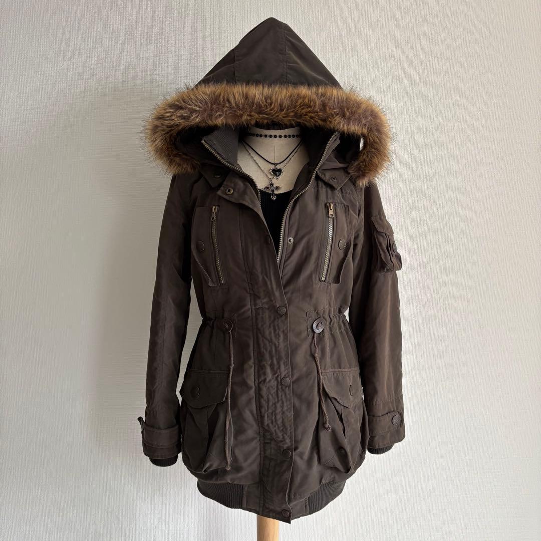 ✨本日限定セール✨平成ギャル y2k グランジ ファー付きモッズコート ギミック