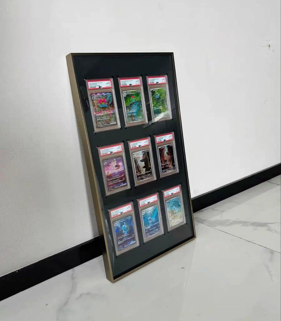 PSA鑑定用ケース　ディスプレイケース　アルミ製　両面透明　壁掛け・卓上 横6連