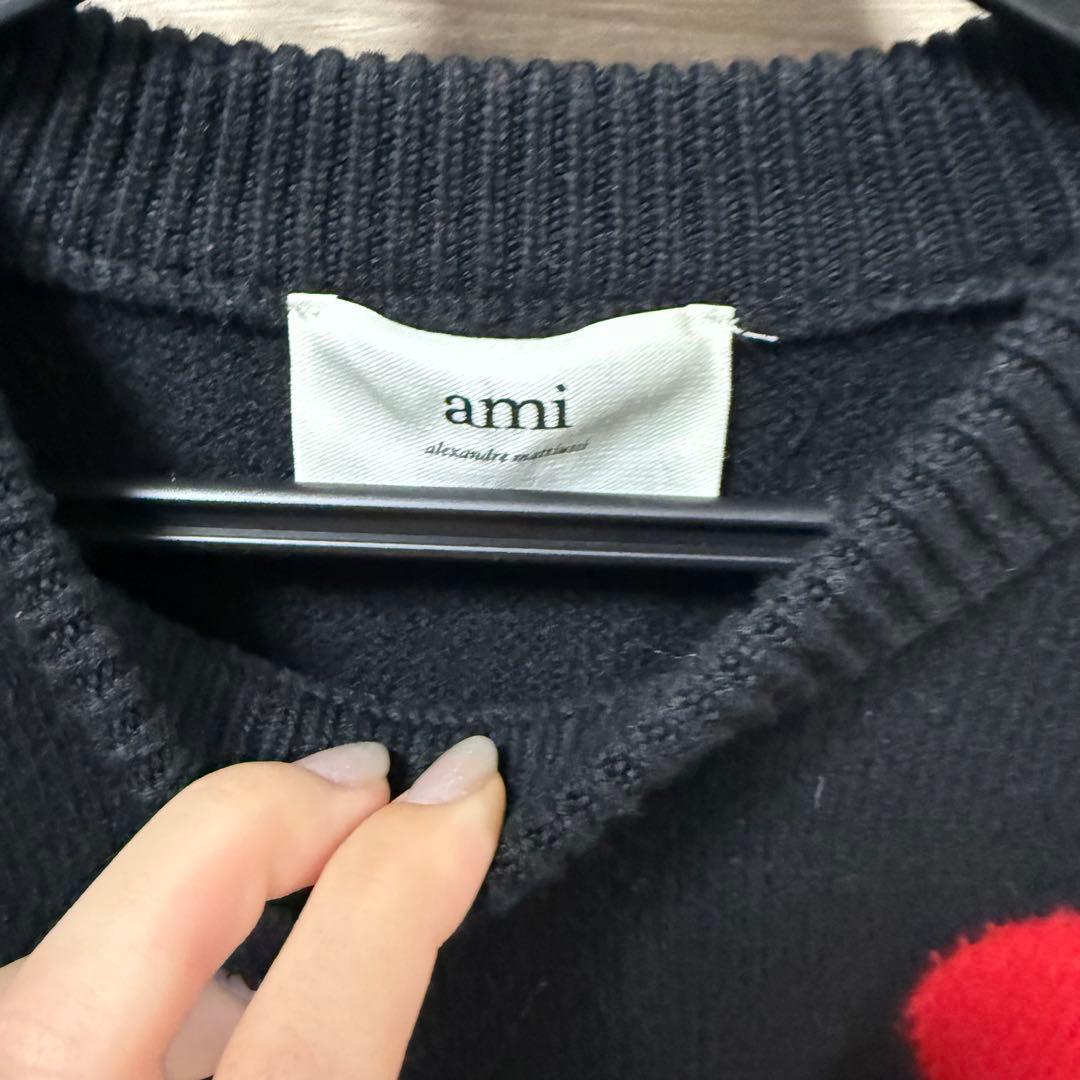 ami ハート刺繍 クルーネックセーター　アミパリス