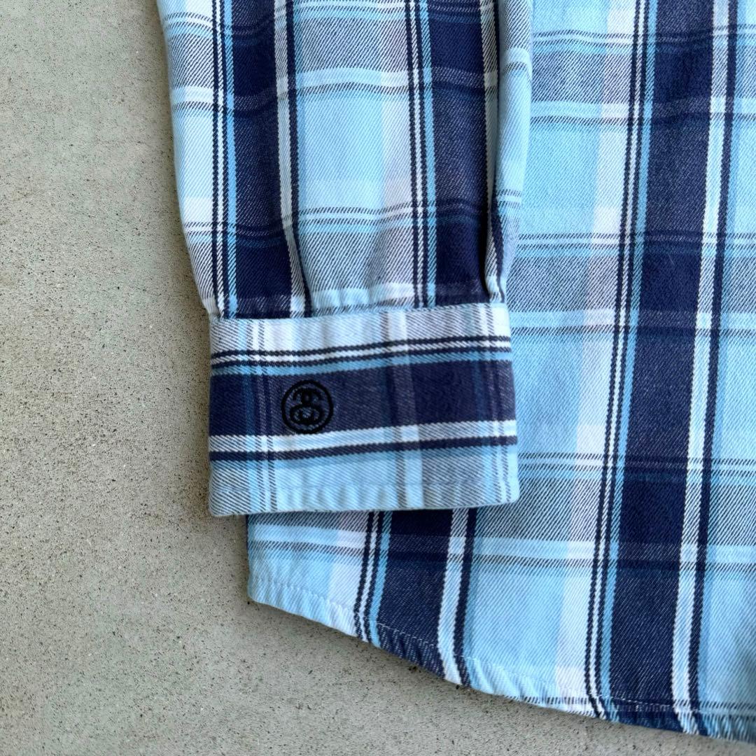 00年代 Stussy フランネルシャツ ブルー オンブレ 中田圭祐