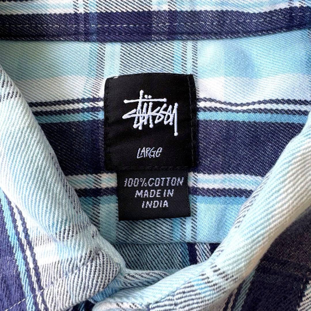 00年代 Stussy フランネルシャツ ブルー オンブレ 中田圭祐