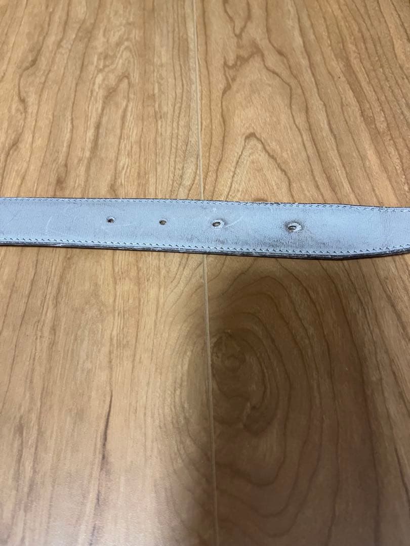 エルメス　レザーベルト　アイボリーとグレーのリバーシブル