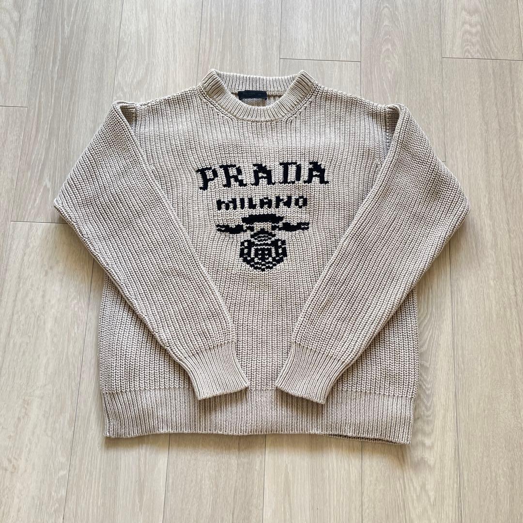 【PRADA プラダ】M 46 クルーネック ニット セーター グレー