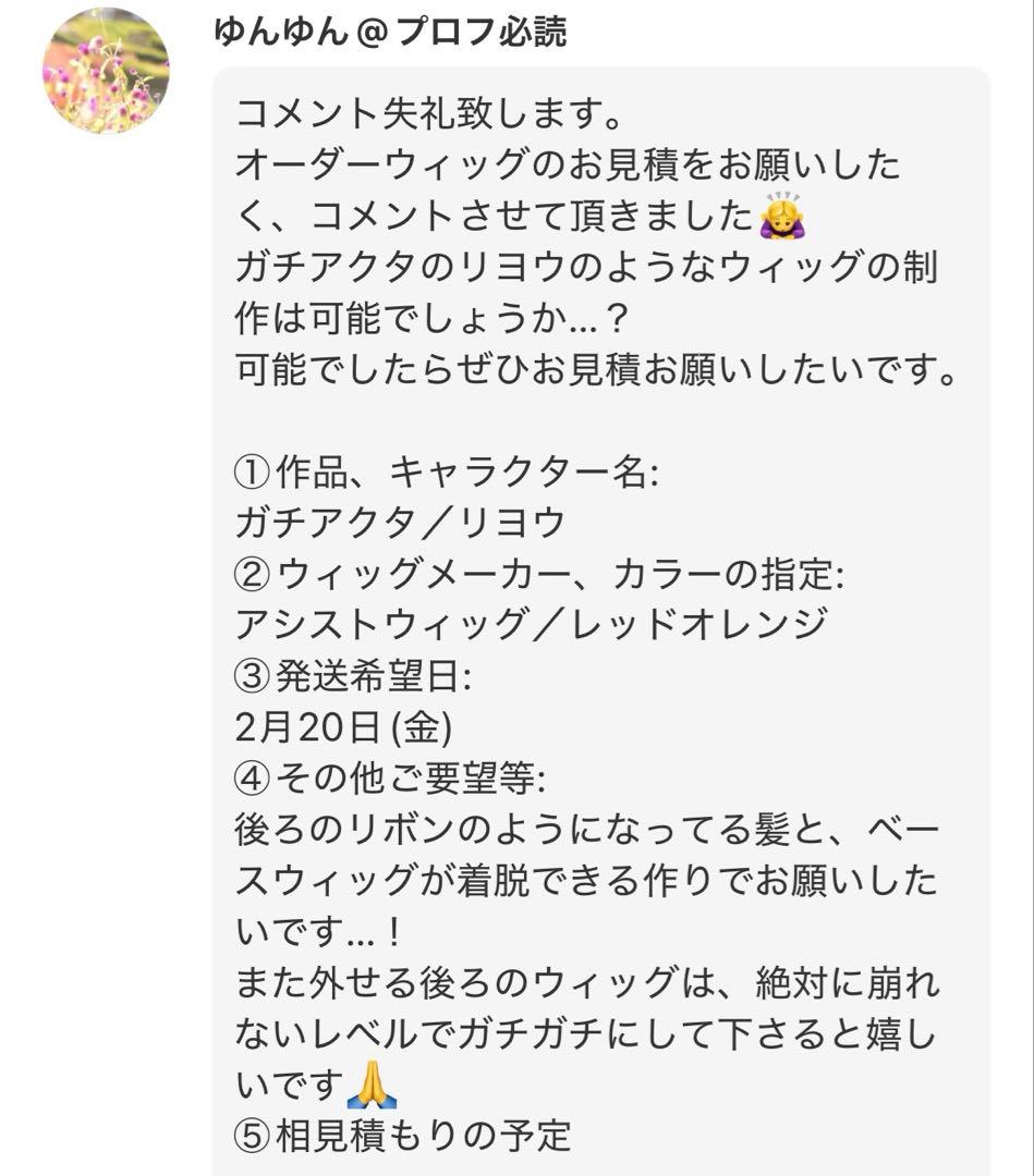 ゆんゆん ウィッグオーダーメイド品