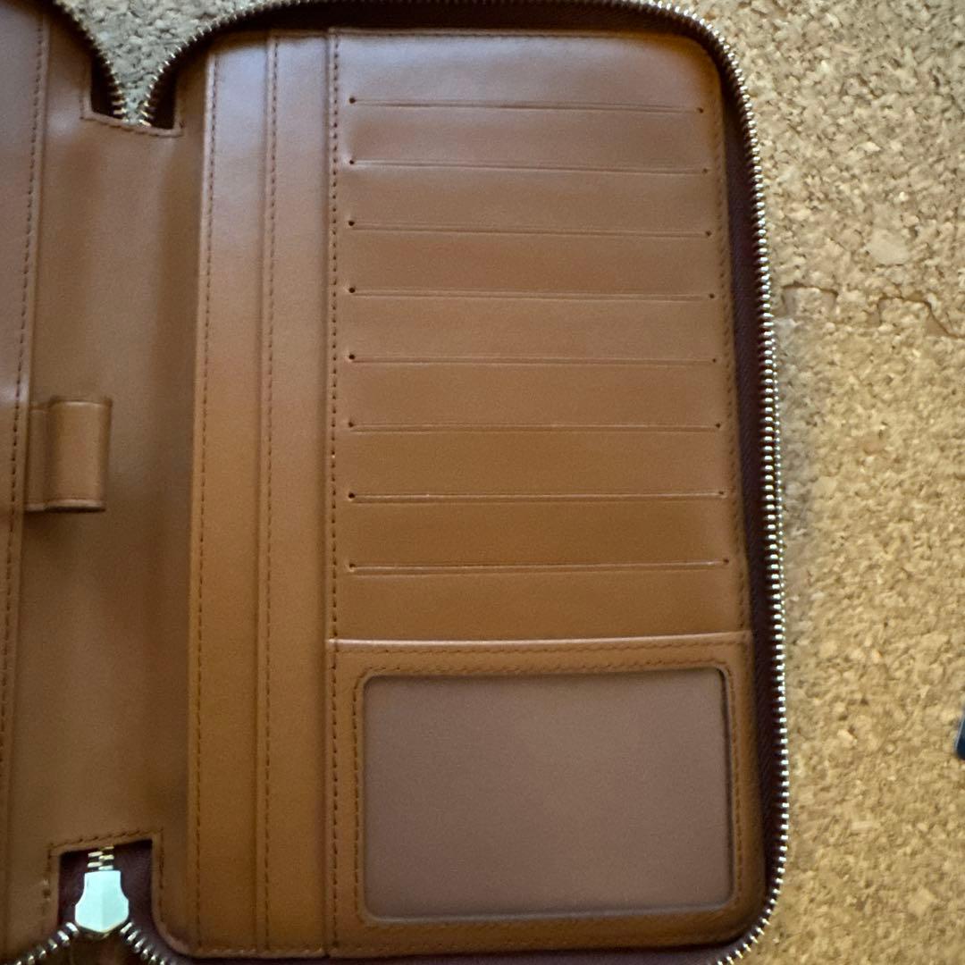 ラルフローレン　ラウンド　ダブルジップ　財布　セカンドバッグ　茶色　未使用