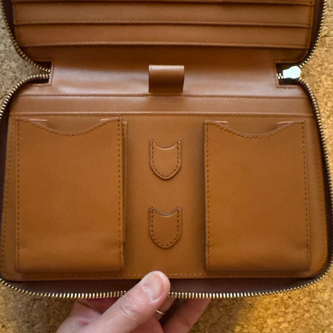 ラルフローレン　ラウンド　ダブルジップ　財布　セカンドバッグ　茶色　未使用