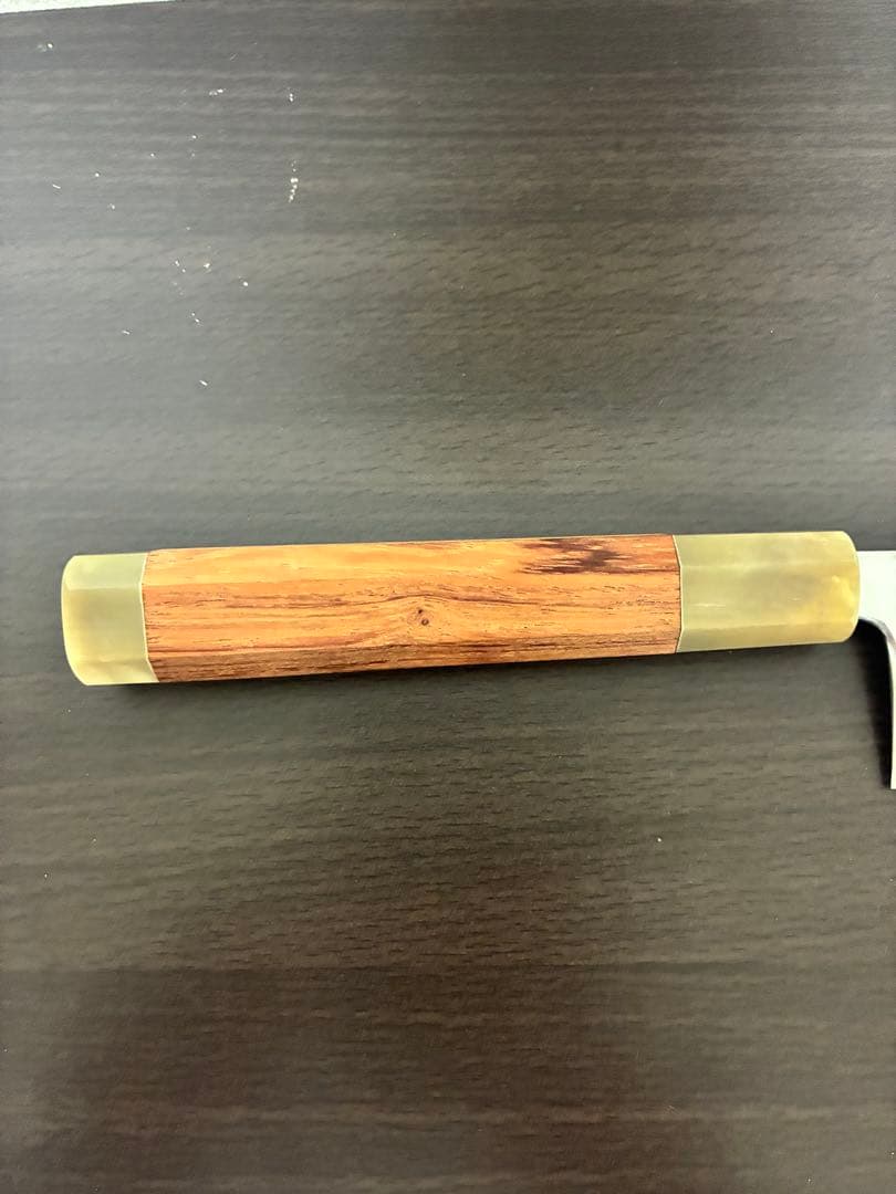 ※年末大セール 堺一文字光秀 片刃和牛刀 7寸 白紙1号 紋鍛錬 花梨白水牛角柄