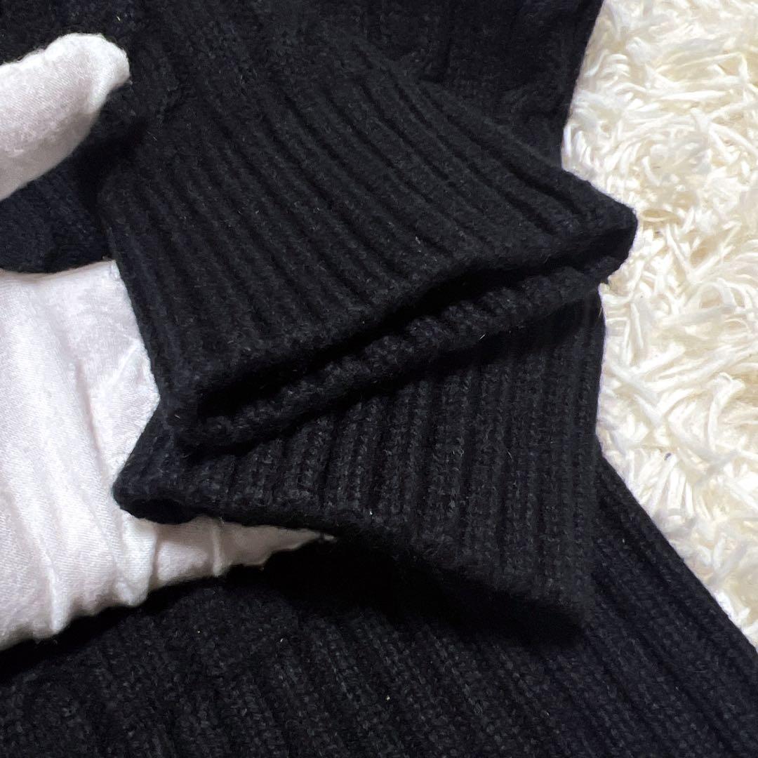 美品✨バーバリー ドライバーズニット ファー フード ケーブルニットパーカー 黒