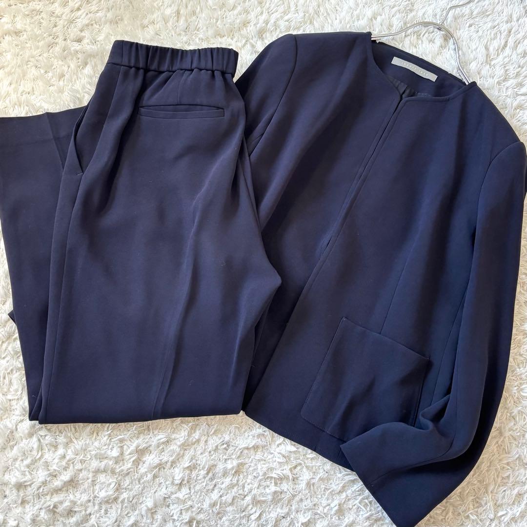 【美品】 セオリーリュクス ノーカラージャケット パンツ セットアップ 40