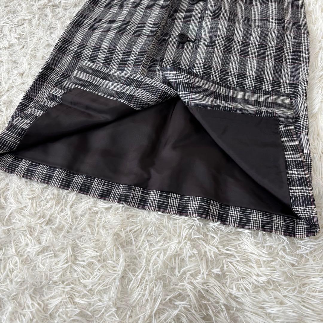 YVES SAINT LAURENT✨ダブルブレスト　スカートスーツ　チェック麻
