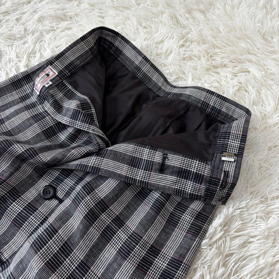 YVES SAINT LAURENT✨ダブルブレスト　スカートスーツ　チェック麻