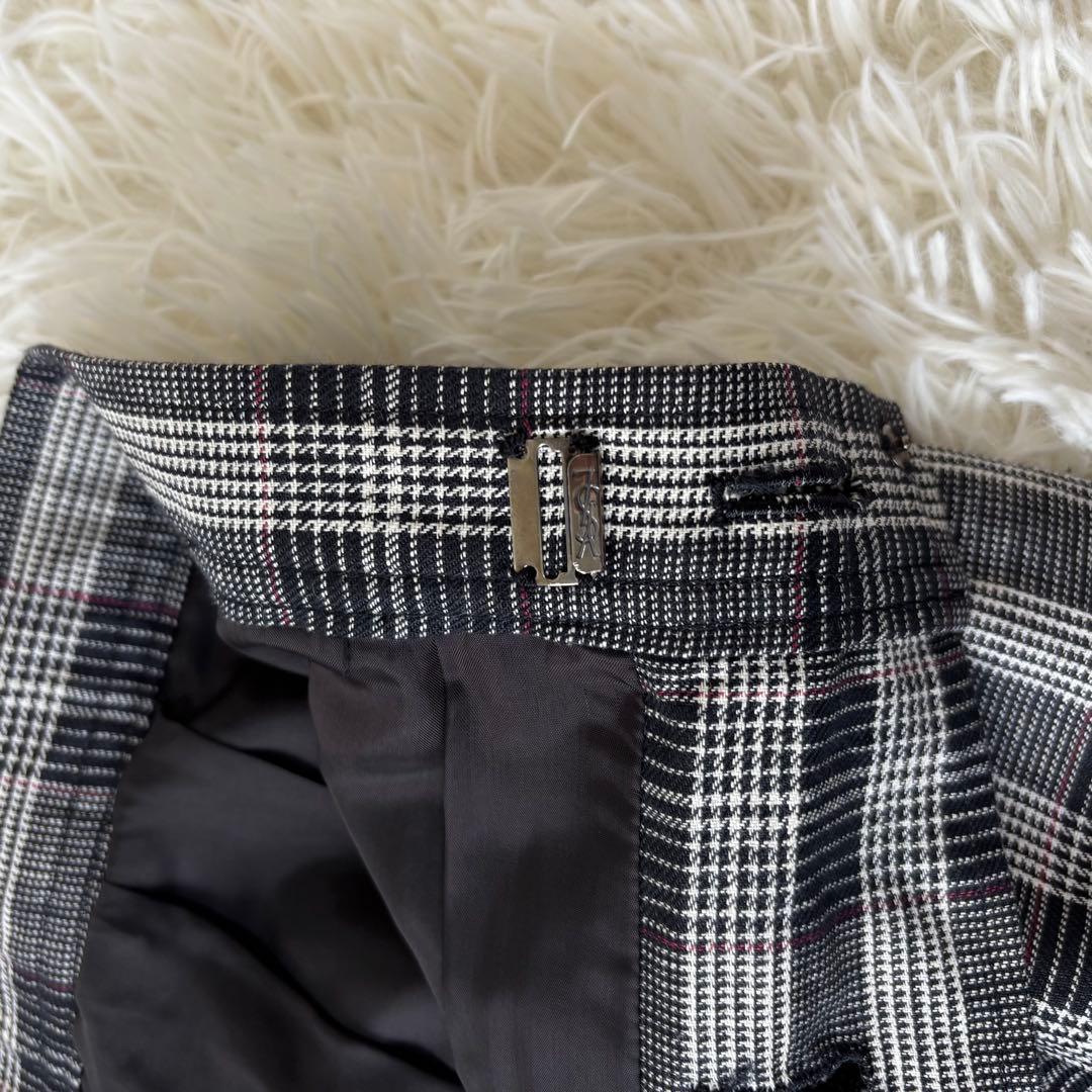 YVES SAINT LAURENT✨ダブルブレスト　スカートスーツ　チェック麻