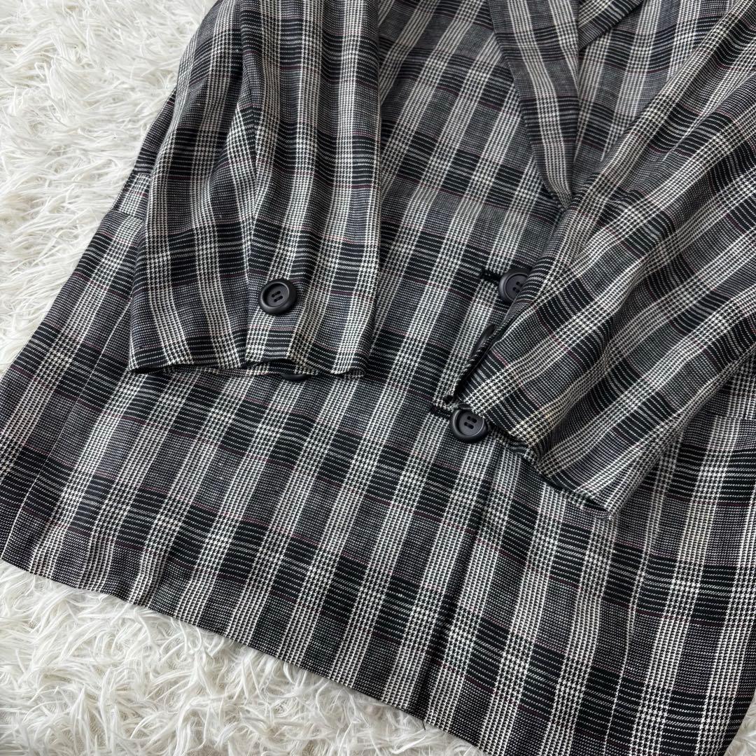 YVES SAINT LAURENT✨ダブルブレスト　スカートスーツ　チェック麻
