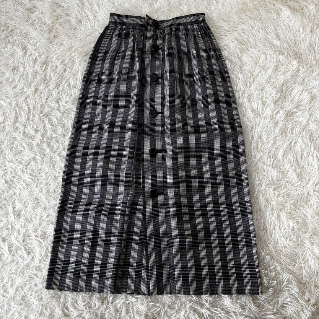YVES SAINT LAURENT✨ダブルブレスト　スカートスーツ　チェック麻