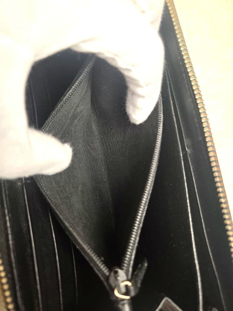 GUCCI ブラック 長財布 ラウンドファスナー　GGパターン