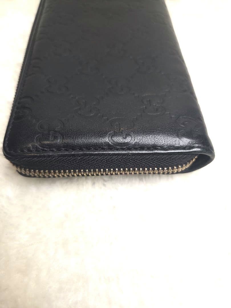 GUCCI ブラック 長財布 ラウンドファスナー　GGパターン