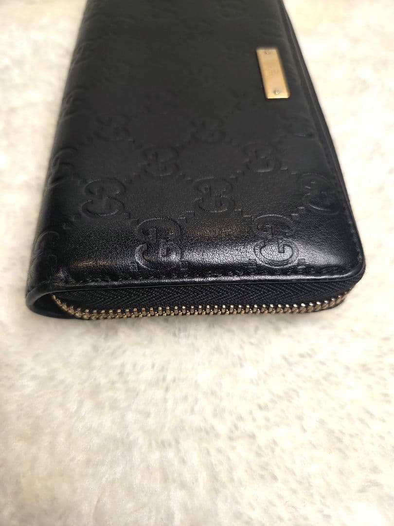GUCCI ブラック 長財布 ラウンドファスナー　GGパターン