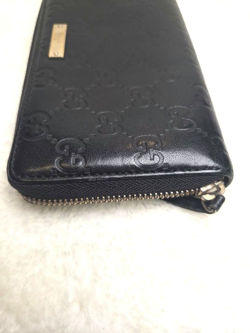 GUCCI ブラック 長財布 ラウンドファスナー　GGパターン