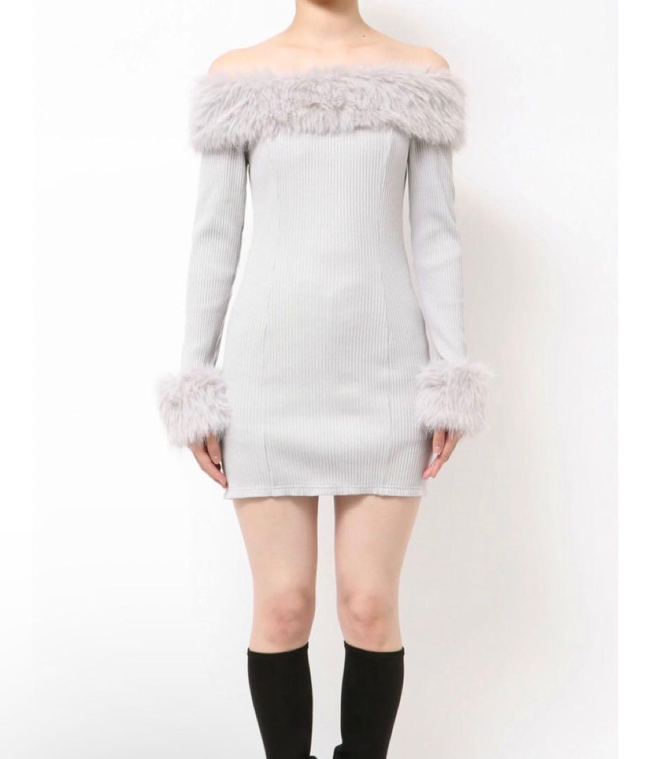 新品未使用 EATME フェイクファー オフショル ミニワンピース ブラック