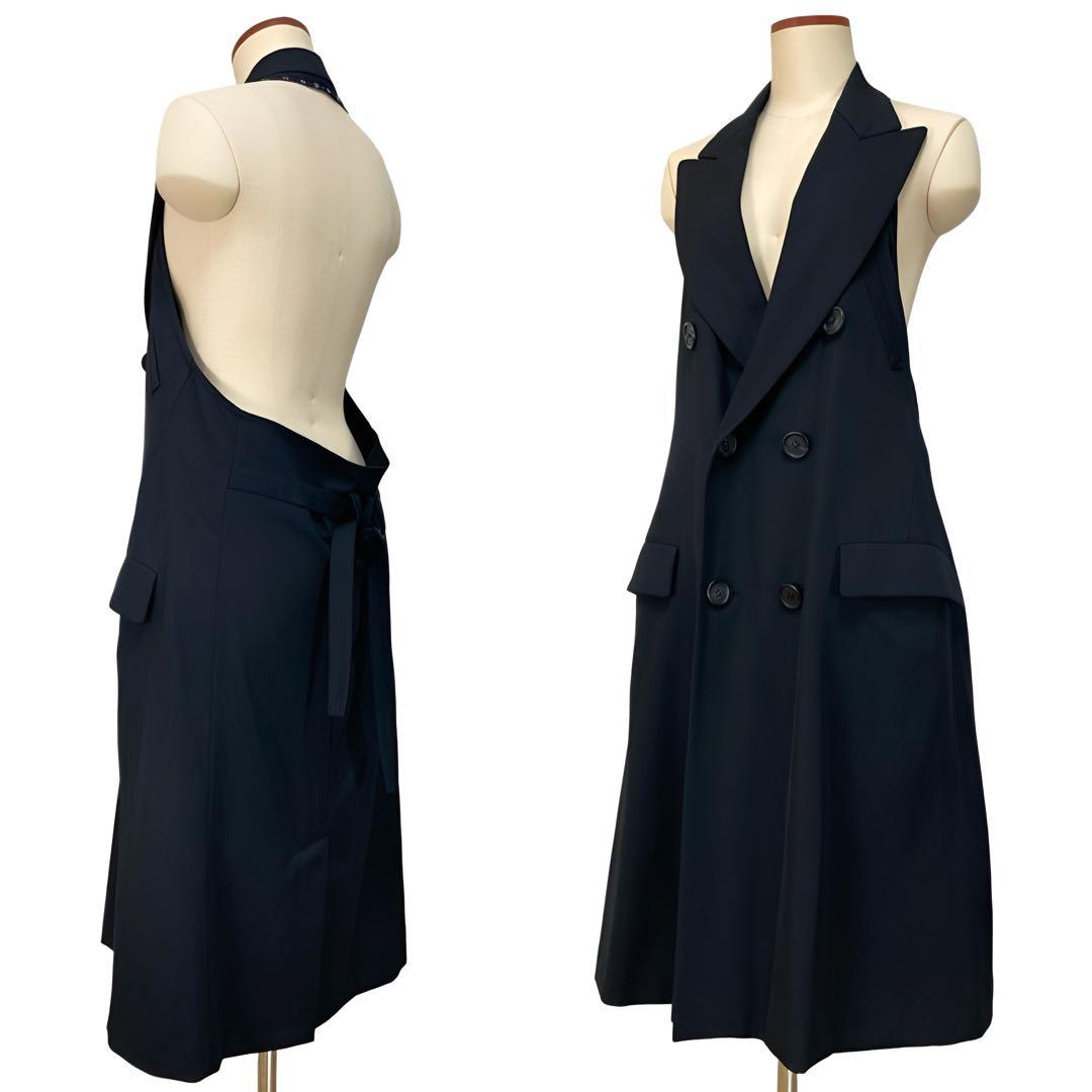 ヨウジヤマモト 美品 ウールギャバ ノースリーブ ジャケット 黒2