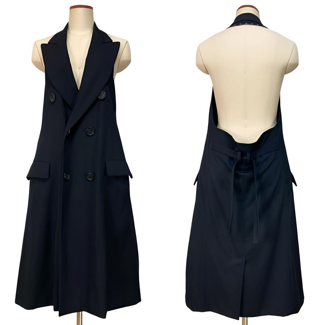 ヨウジヤマモト 美品 ウールギャバ ノースリーブ ジャケット 黒2