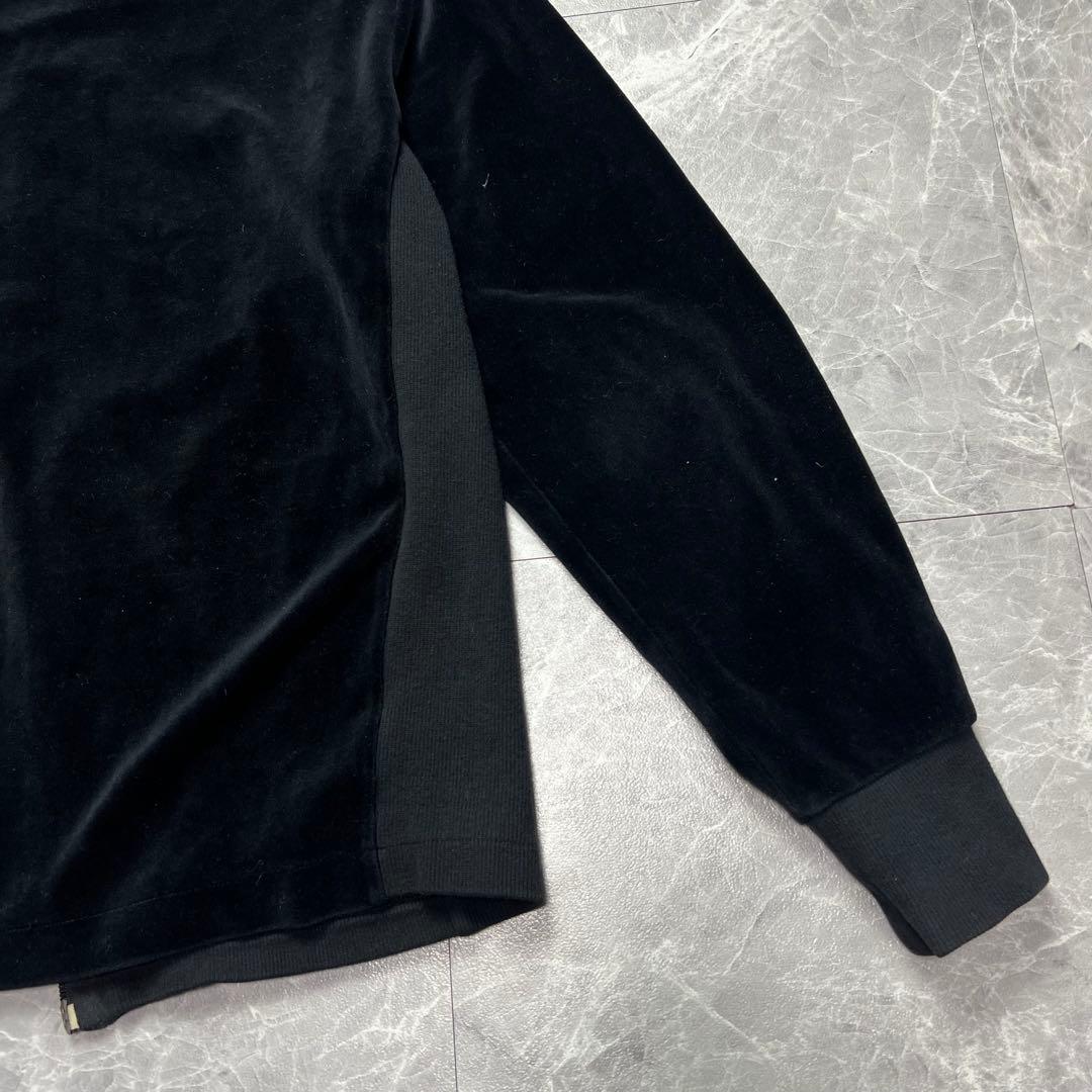 美品　ラコステ　ベロア　トラックジャケット　ダブルジップ　ロゴ　ジャージ　黒　L