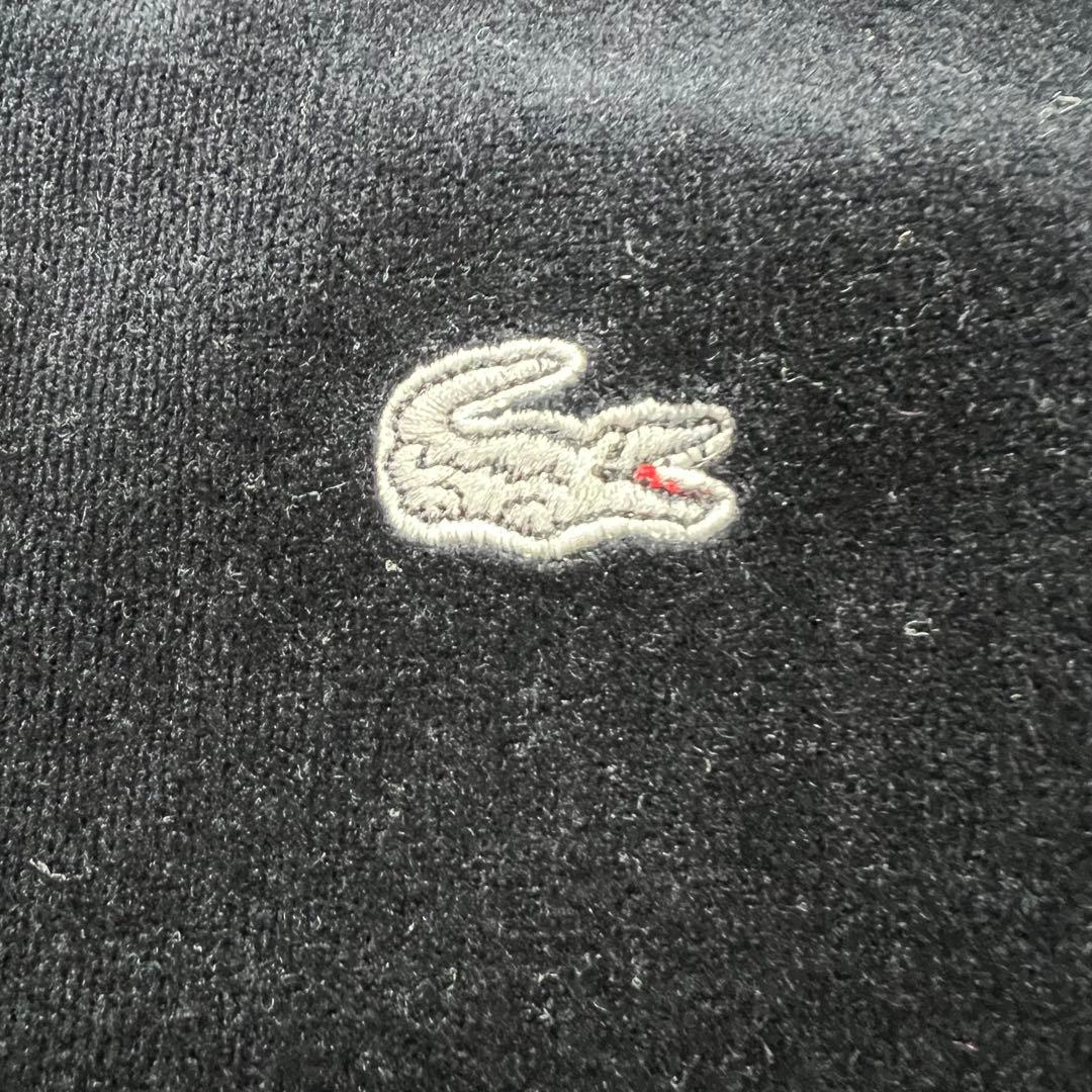 美品　ラコステ　ベロア　トラックジャケット　ダブルジップ　ロゴ　ジャージ　黒　L