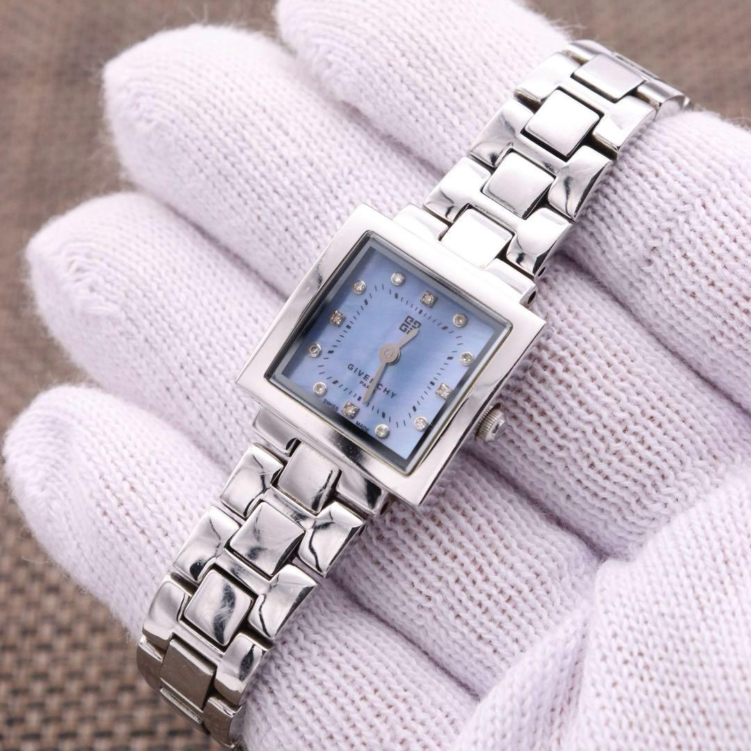 正規品【新品電池】GIVENCHY ダイヤ12P/ブルーシェル 動作良好 美品