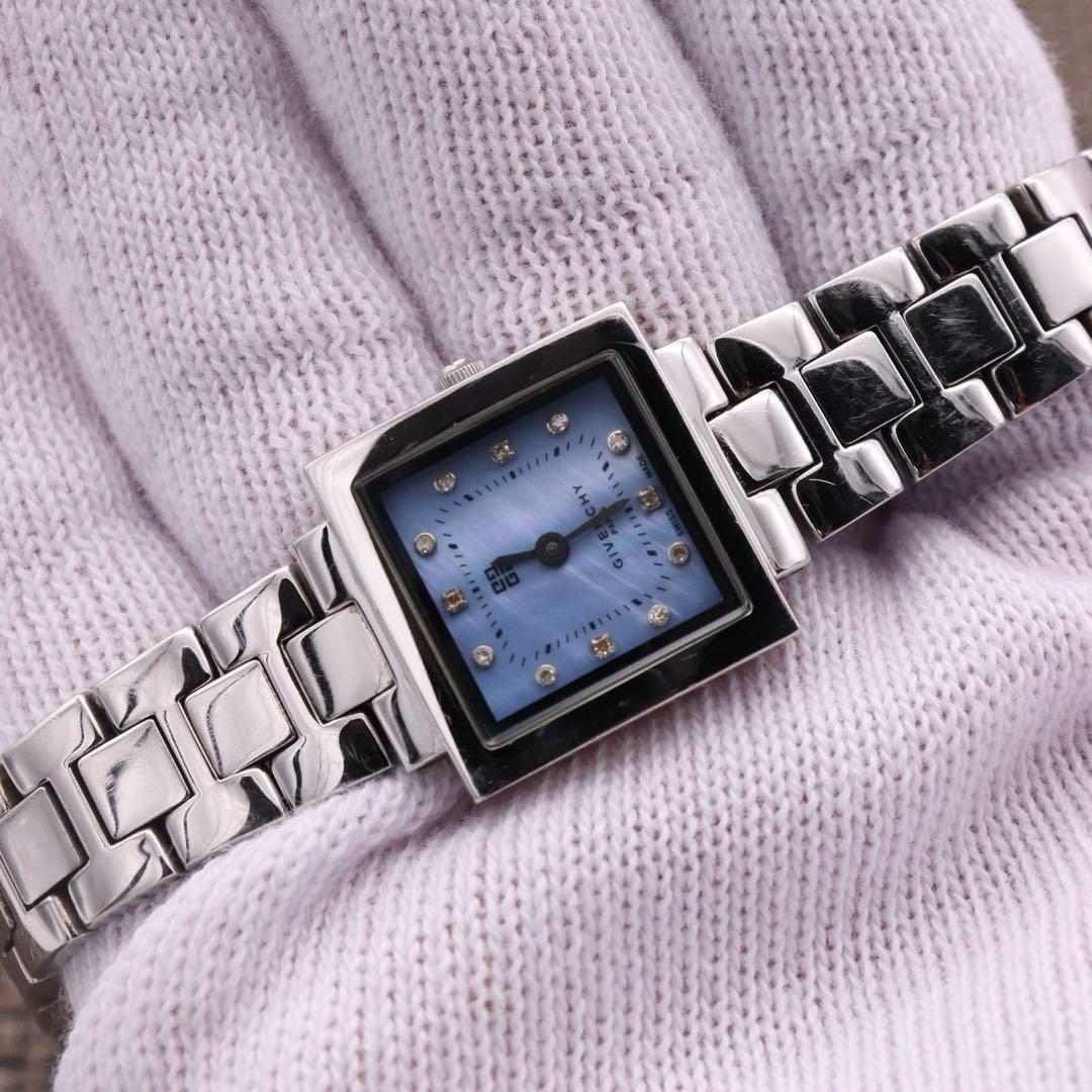 正規品【新品電池】GIVENCHY ダイヤ12P/ブルーシェル 動作良好 美品