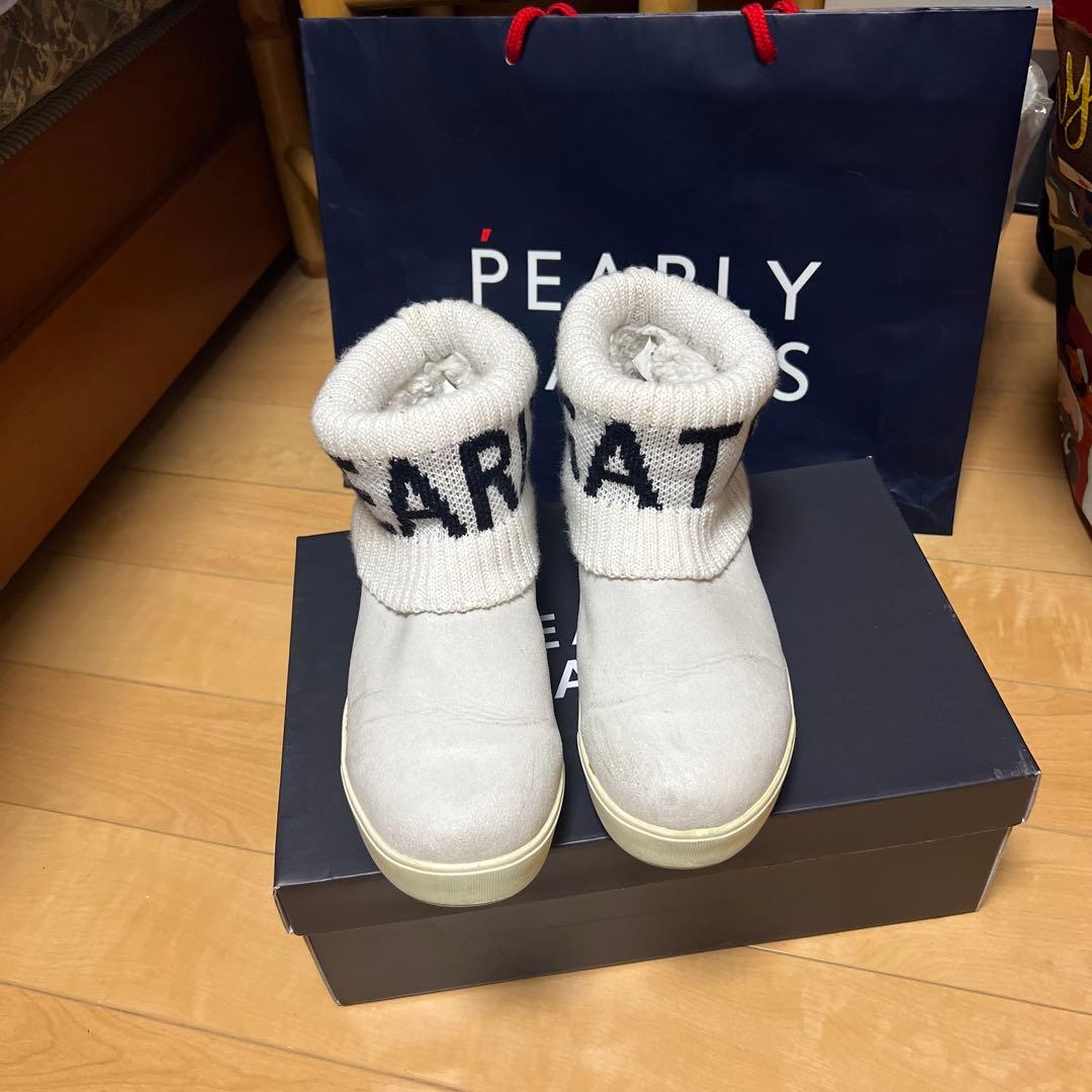 PEARLY GATES ニットカフ付きホワイトスニーカー