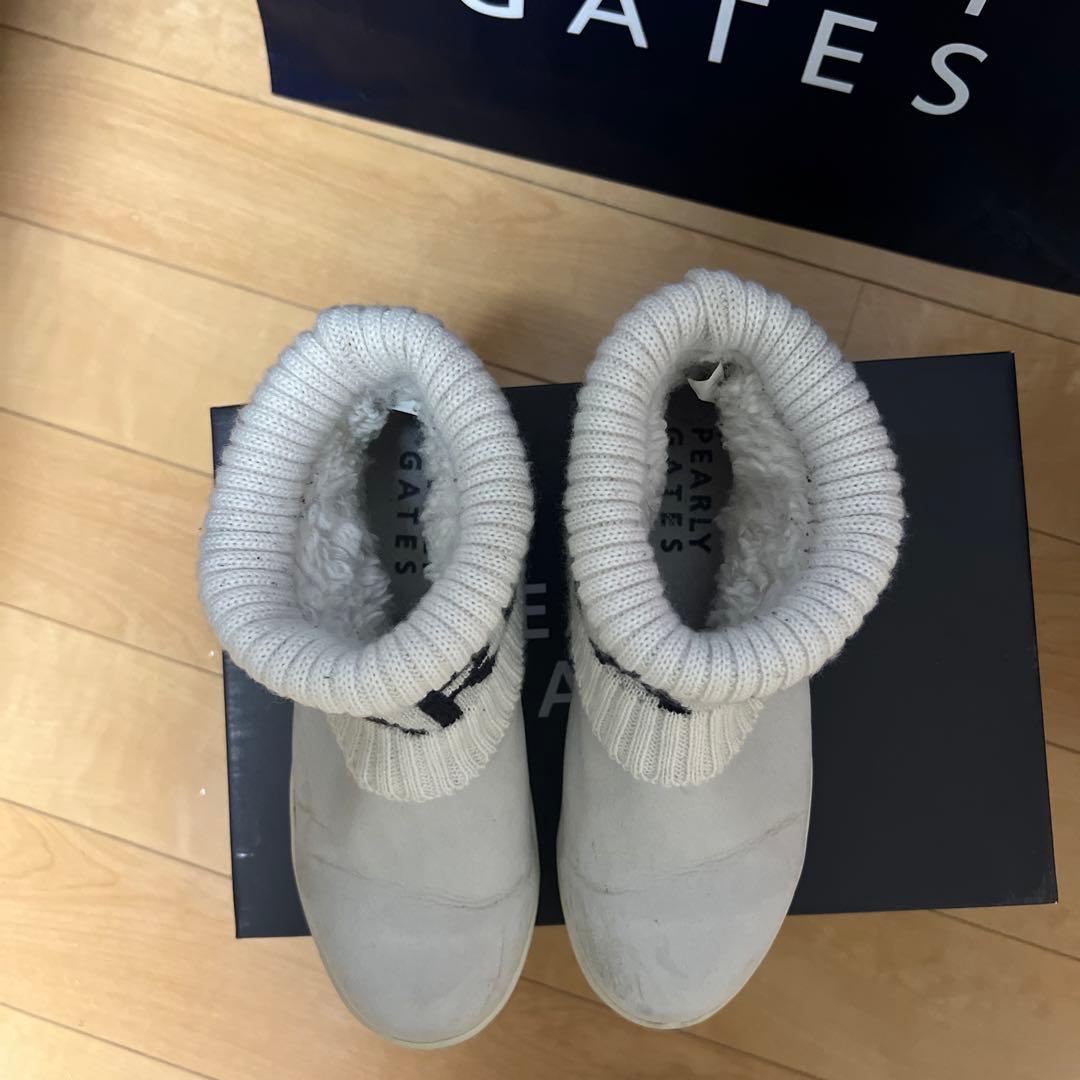 PEARLY GATES ニットカフ付きホワイトスニーカー