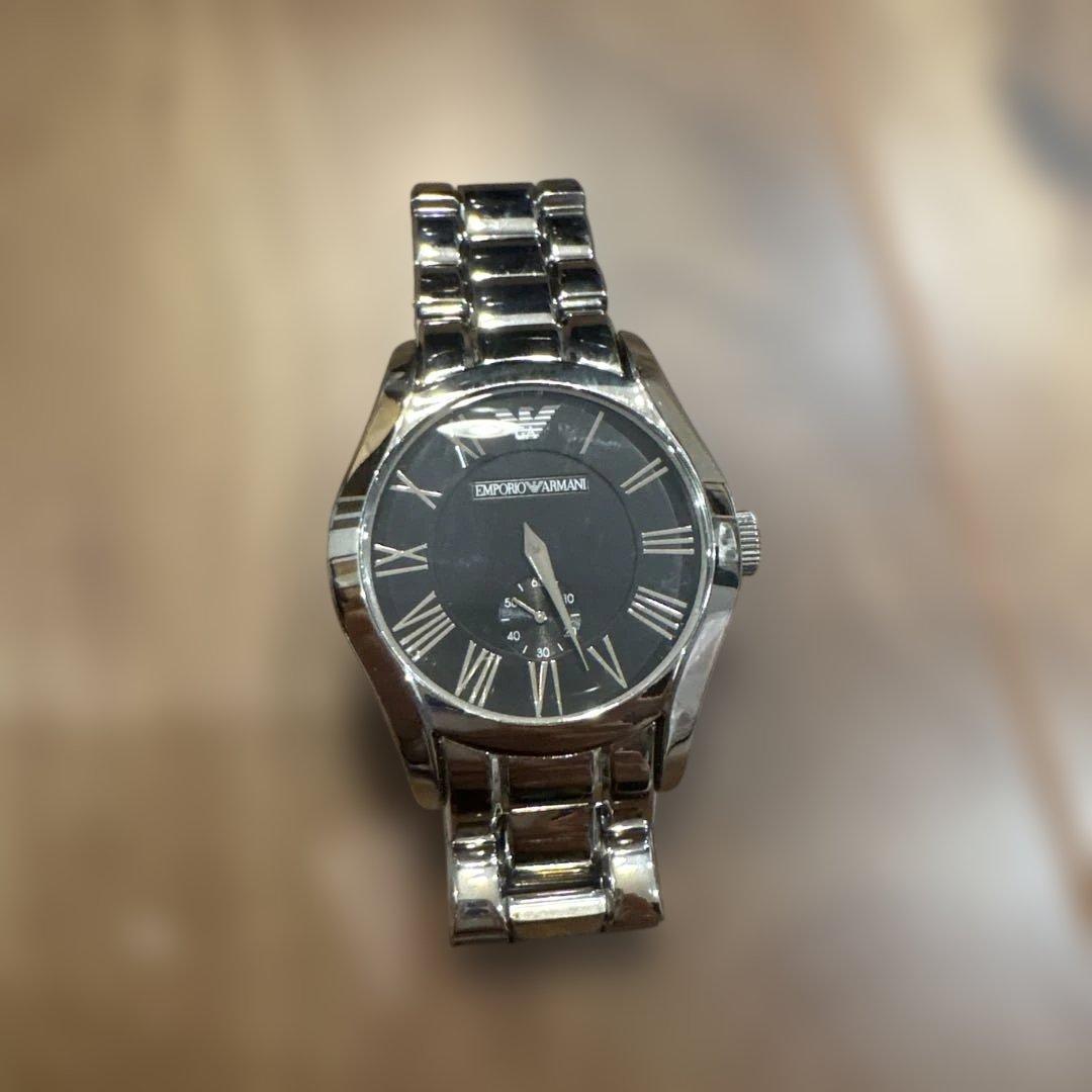 【美品】EMPORIO ARMANI クォーツ時計 シルバー ブラック