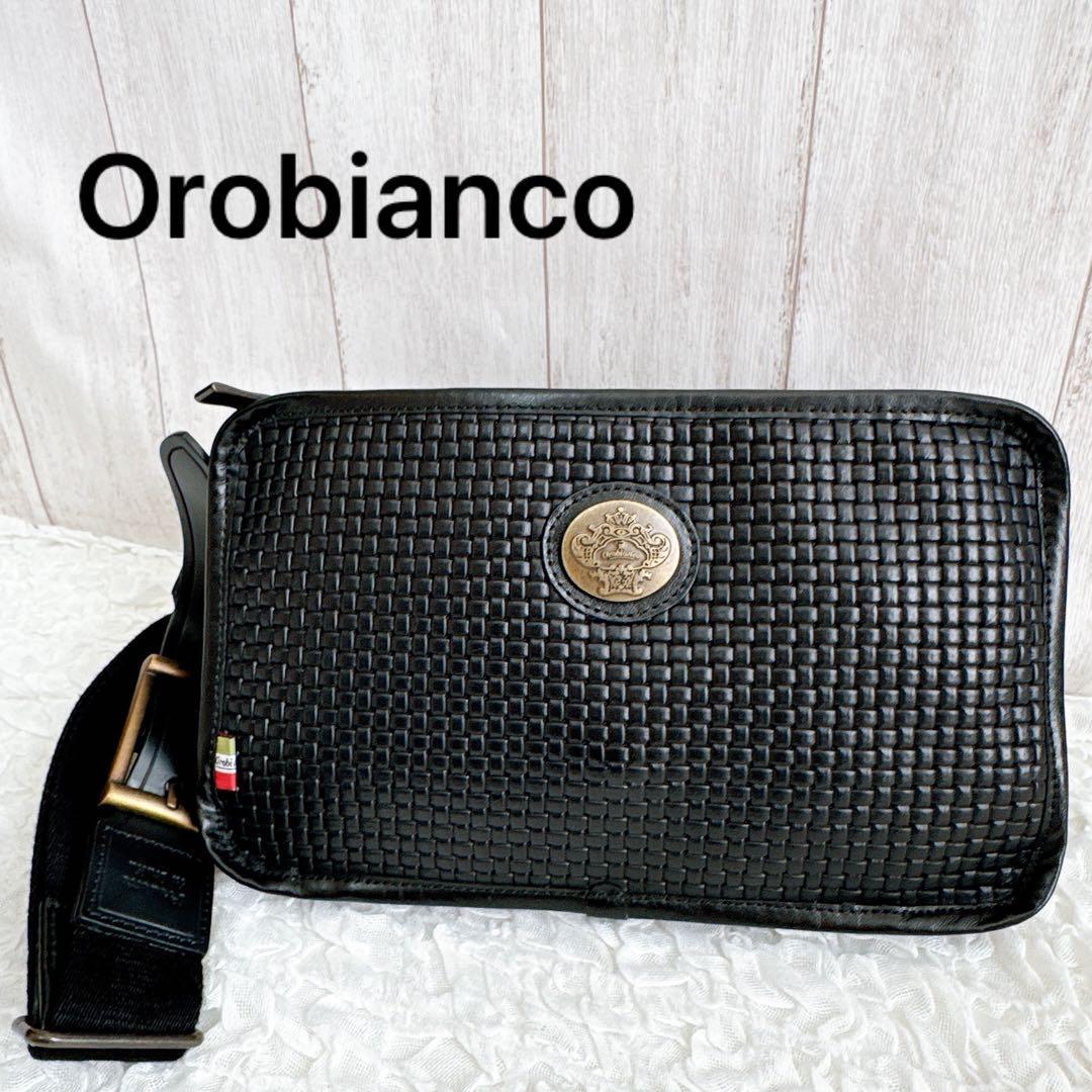 Orobianco オロビアン ボディバック レザー ブラック ロゴ イタリア製