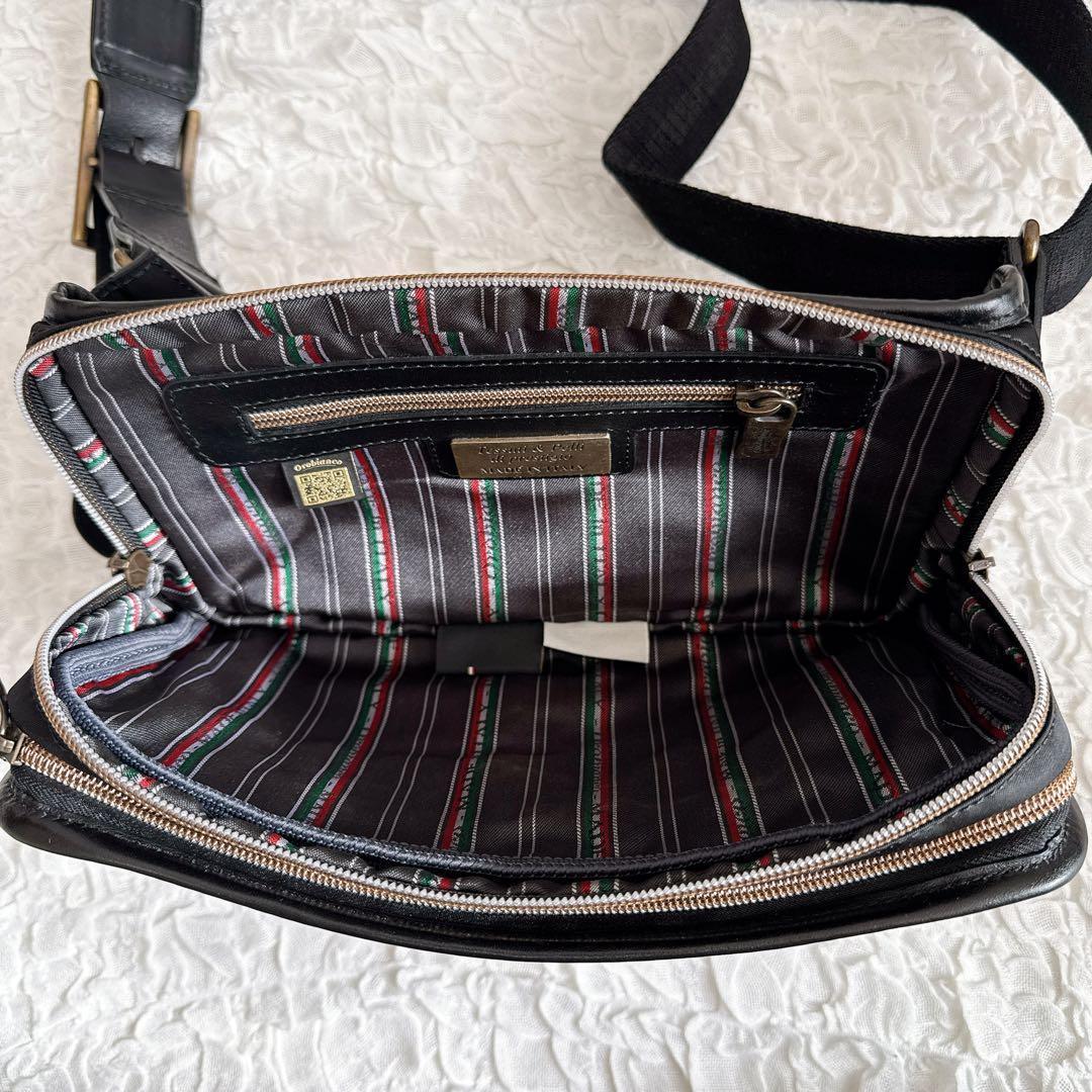 Orobianco オロビアン ボディバック レザー ブラック ロゴ イタリア製