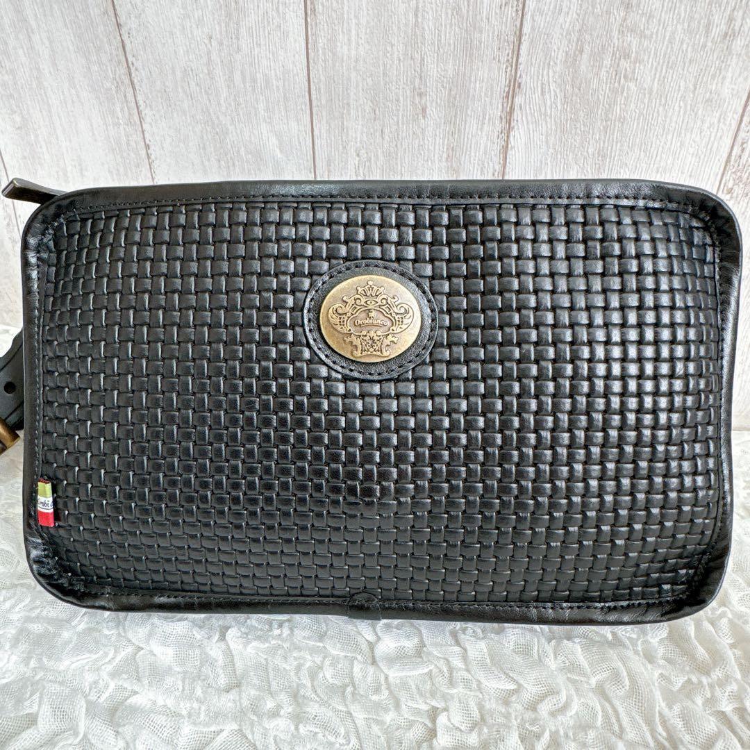 Orobianco オロビアン ボディバック レザー ブラック ロゴ イタリア製