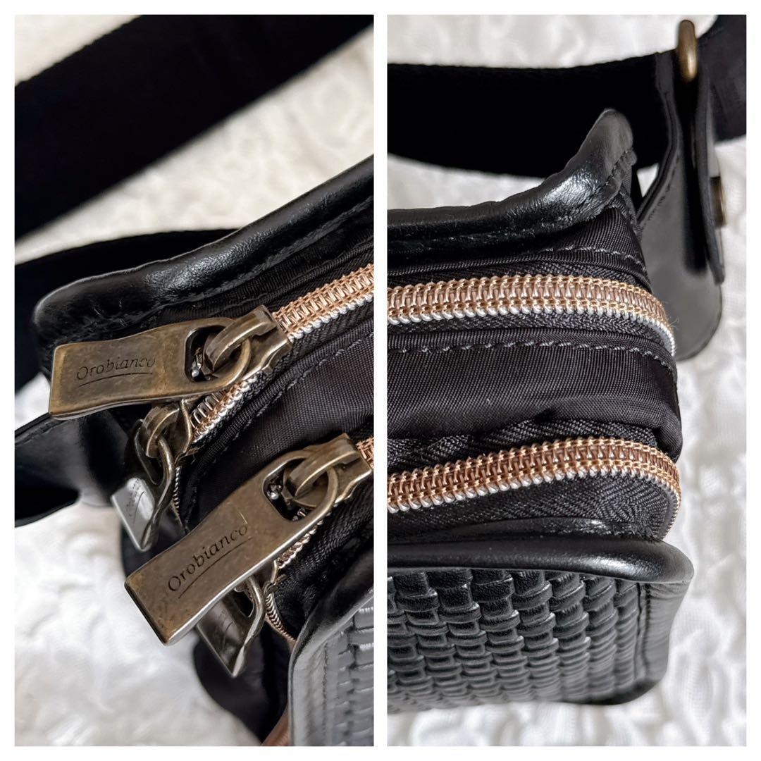 Orobianco オロビアン ボディバック レザー ブラック ロゴ イタリア製