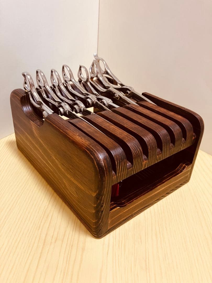 Bタイプ2段7丁置き　シザートレイ　シザースタンド　シザーケース　ハサミ皿