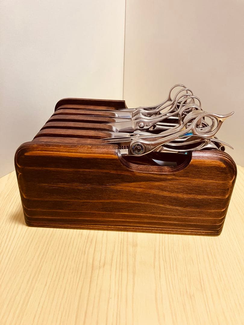 Bタイプ2段7丁置き　シザートレイ　シザースタンド　シザーケース　ハサミ皿