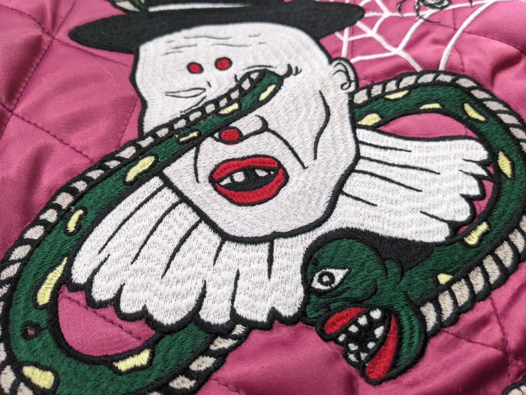パンクドランカーズ✕くっきー/リバーシブルスカジャン総刺繍/サテン/キルティング