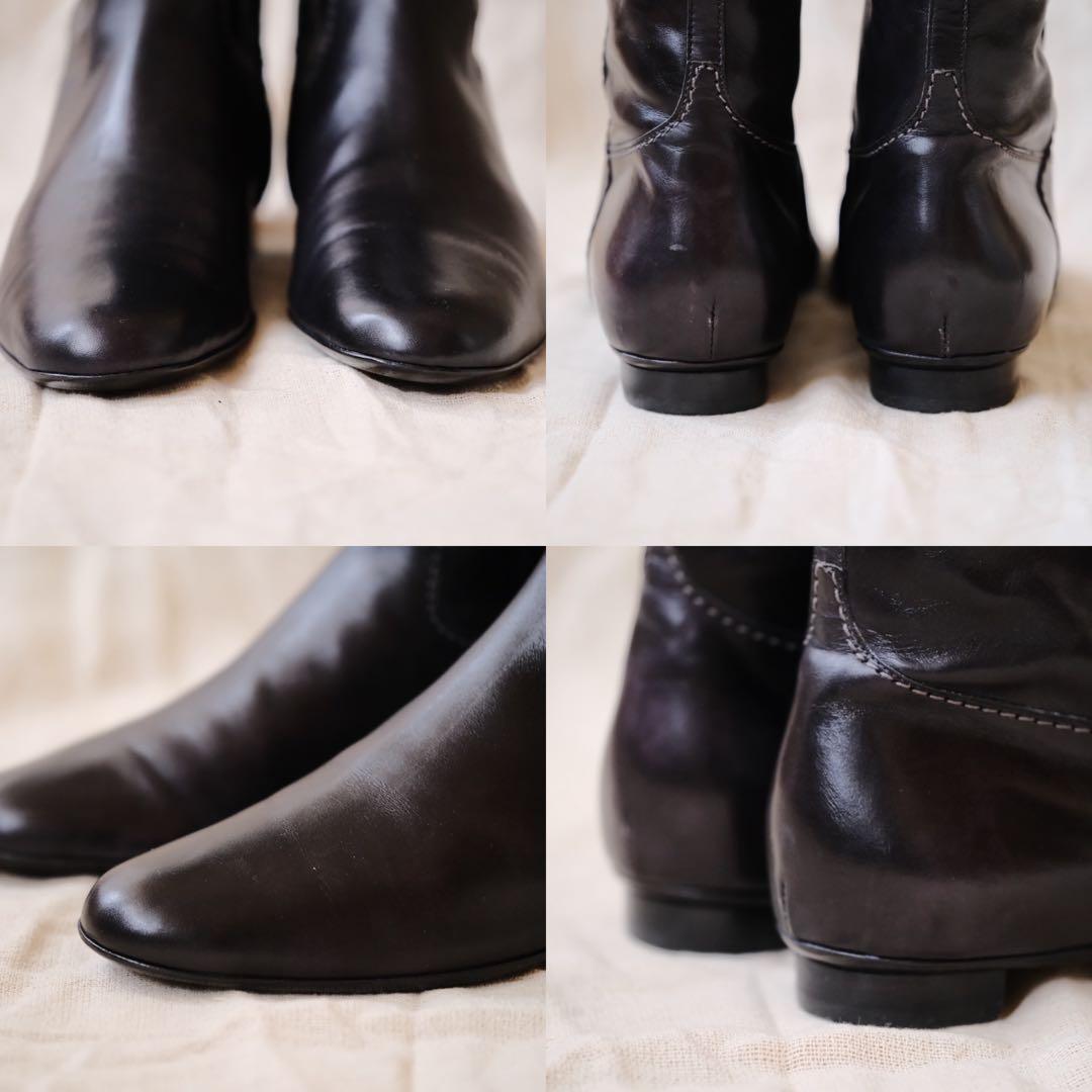 美品サルヴァトーレフェラガモヴァラベルトロングブーツ黒5.5C