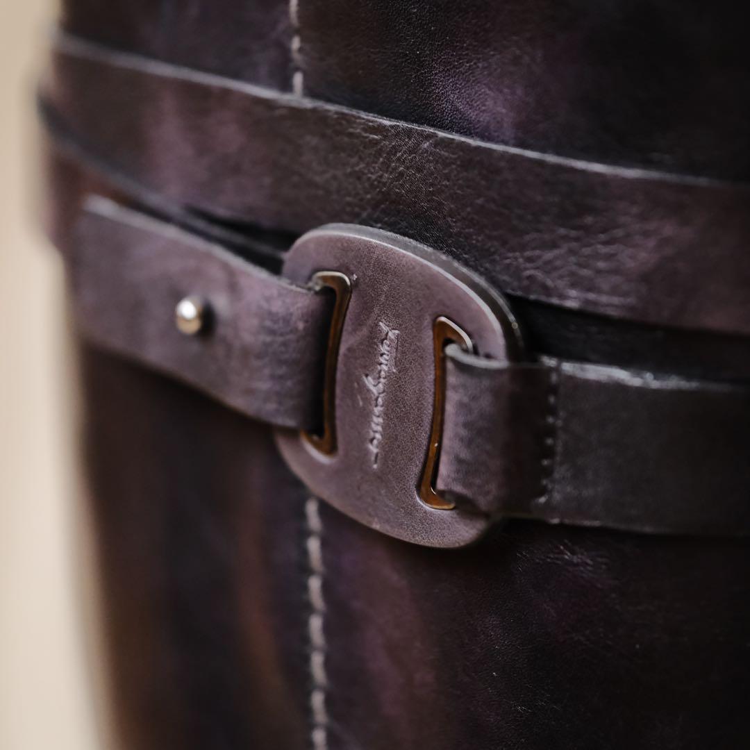 美品サルヴァトーレフェラガモヴァラベルトロングブーツ黒5.5C