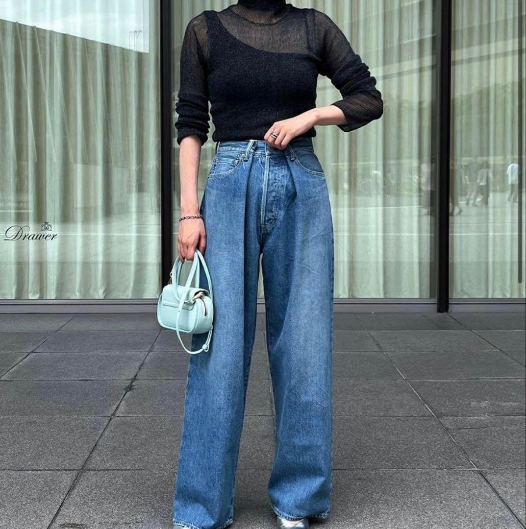 stunning lure KURO iro クロスワイドデニムパンツ