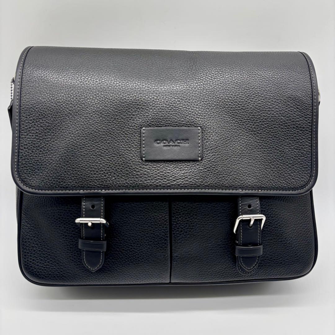 極美品 COACH ショルダー メッセンジャー バッグ レザー 黒CL952