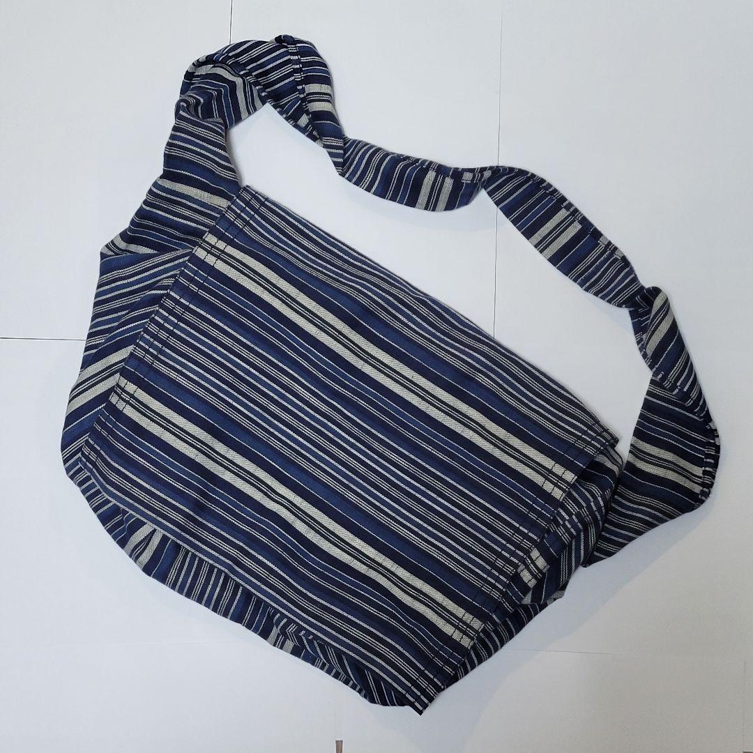 90s ラルフローレン インディゴ ボーダーニュースペーパーバッグ ショルダー