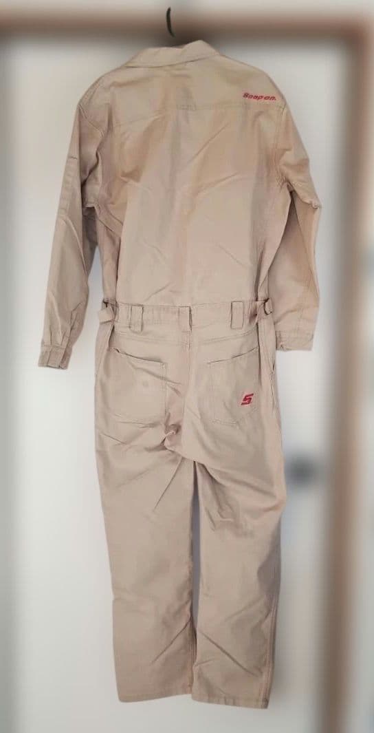 Snap-on ベージュオーバーオール　つなぎLL ⑤