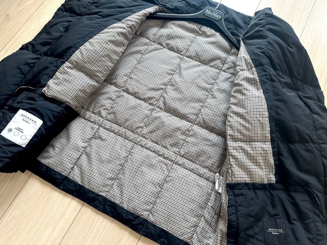 マックスマーラMaxMaraweekend☆軽量ショールカラーダウンジャケット黒