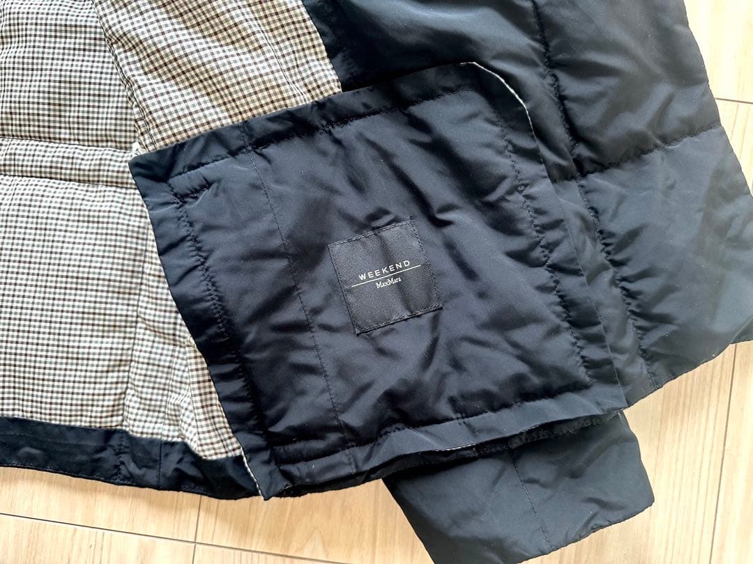 マックスマーラMaxMaraweekend☆軽量ショールカラーダウンジャケット黒