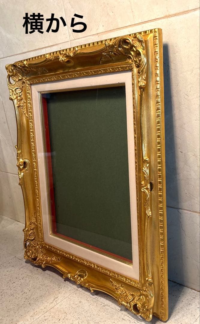 アンティーク　金色　油彩画　 油絵　ゴールド　F6サイズ　フレーム　額縁