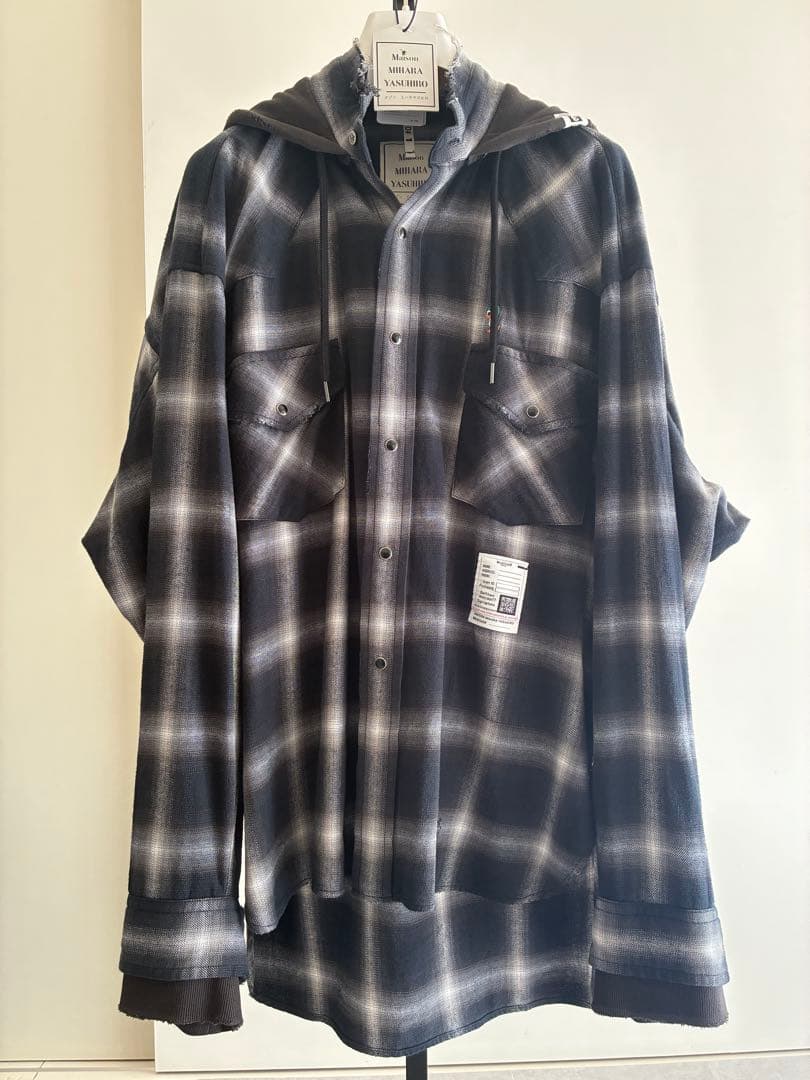 Maison MIHARA YASUHIRO フード付き チェックシャツ