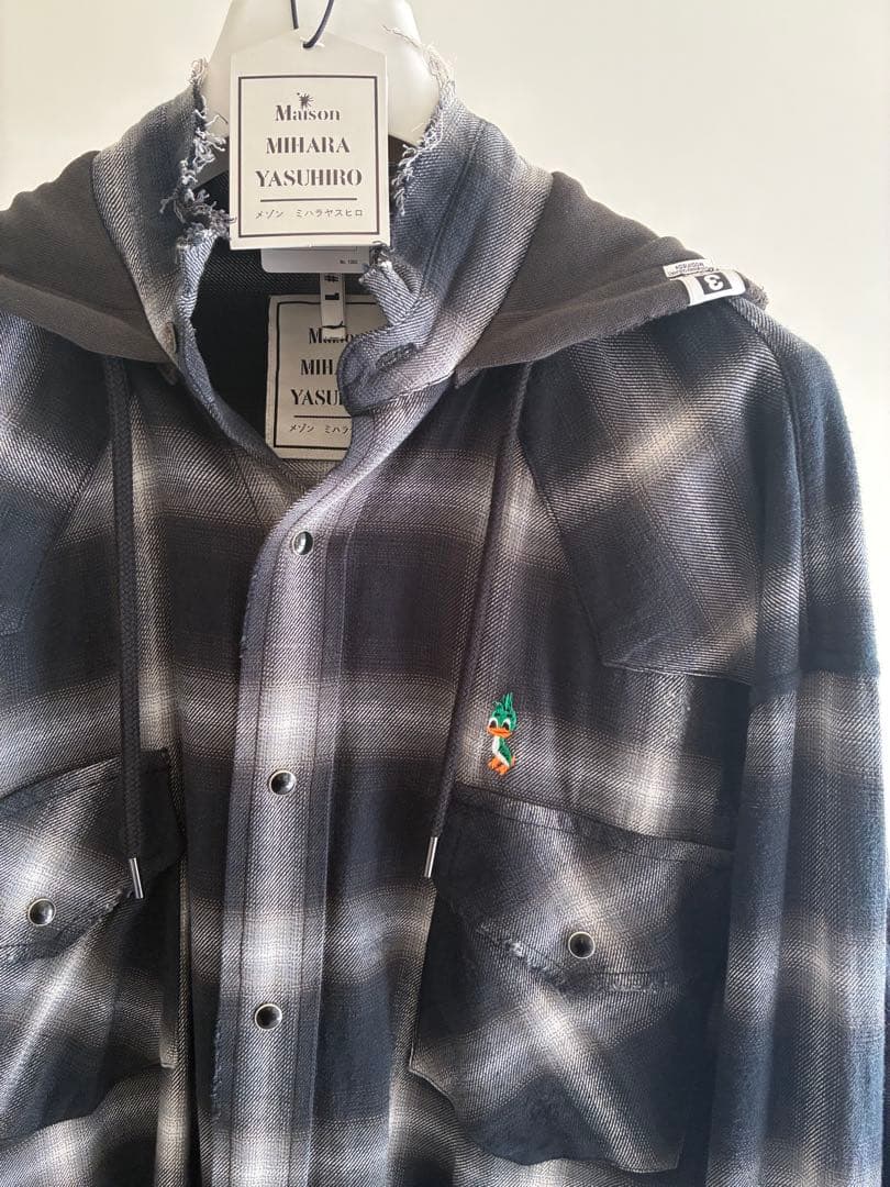 Maison MIHARA YASUHIRO フード付き チェックシャツ